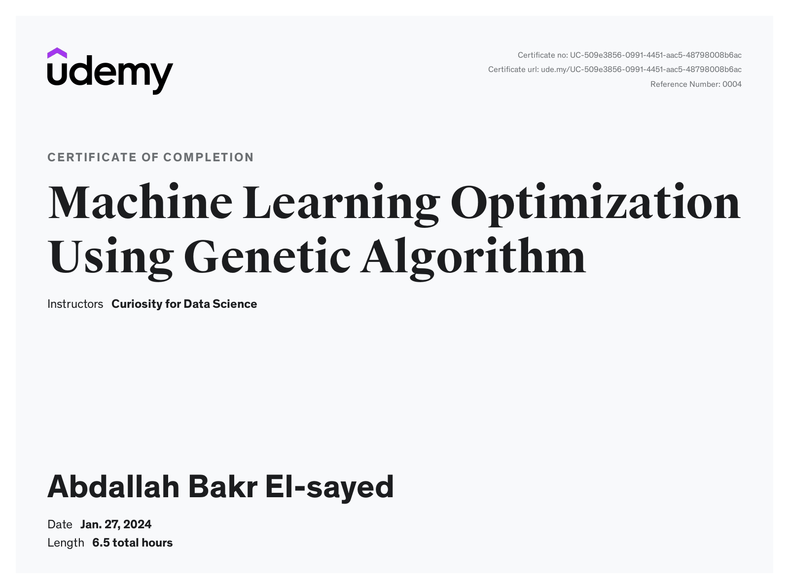 ML Optimization Using Genetic Algorithm